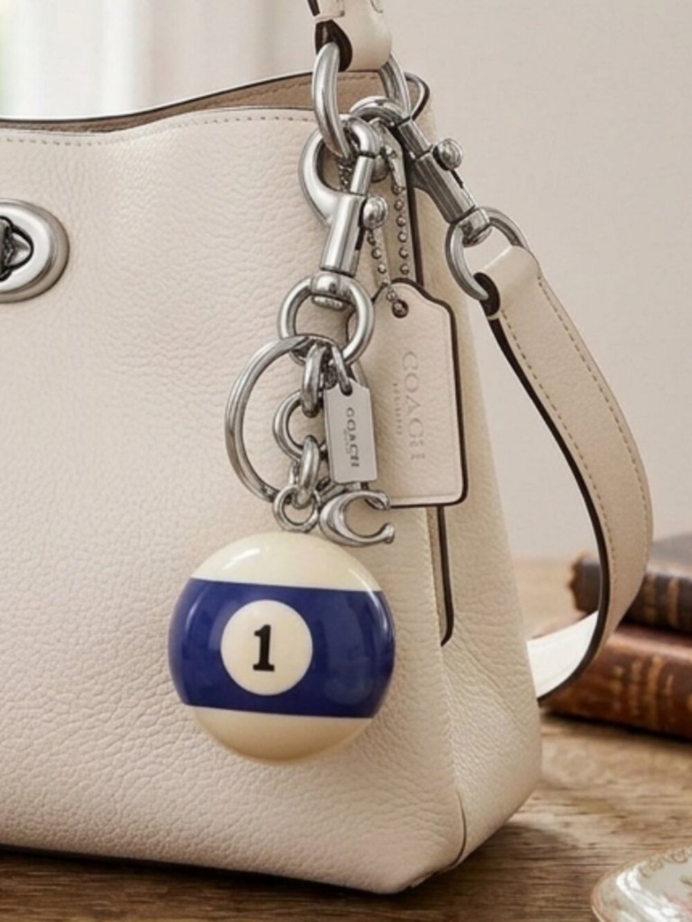 Coach One Ball Bag Charm w/Coach Dust Bag CEA14 - HTF Item -